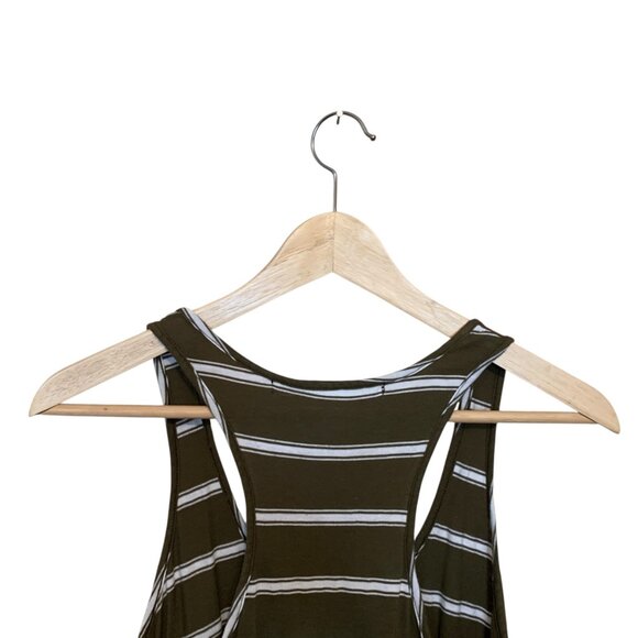 Micheal Stars Women’s Jersey Dress Maxi Striped Brown Off-White Razor Back OS - Picture 10 of 16